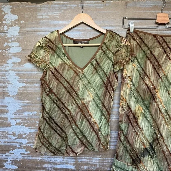 Double D Ranch Ruffle Ombre Striped Skirt Set NFR Western Rodeo Boho Womens S - Picture 2 of 8